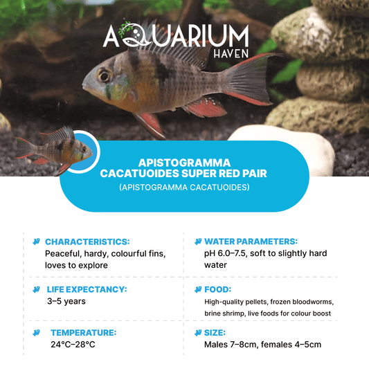 Apistogramma Cacatuoides Super Red Pair 3/4cm