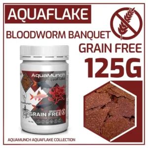 Bloodworm Banquet AquaFlake 125G AquaMunch bloodworm flake fish food tub